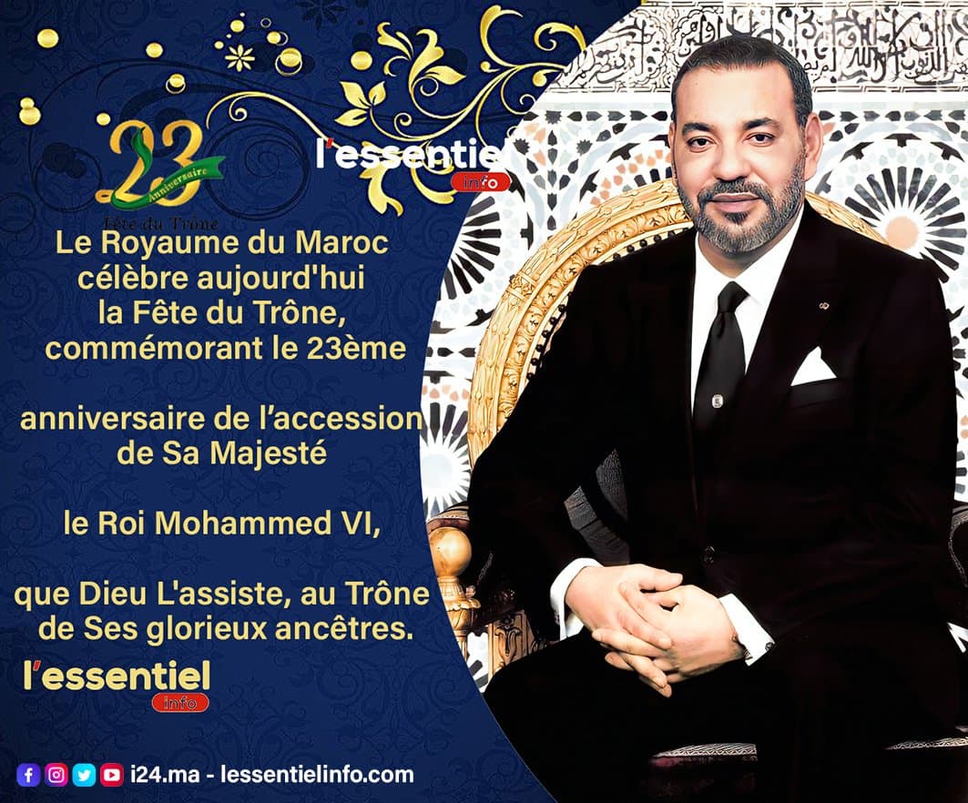 Maroc: Fête du Trône, commémorant le 23ème anniversaire de l’accession de Sa Majesté le Roi Mohammed VI  au Trône