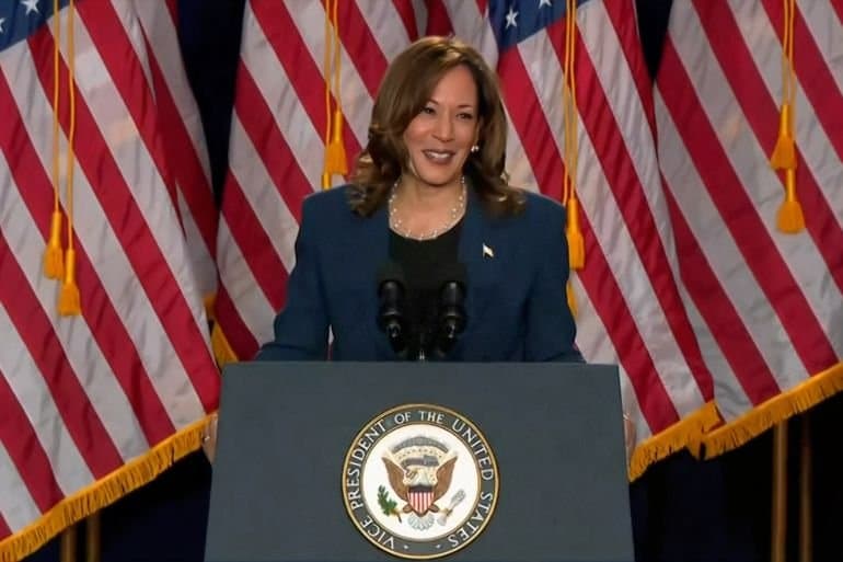 Harris annonce qu'elle a reçu suffisamment de soutien pour se présenter et Trump est prêt à débattre d'elle