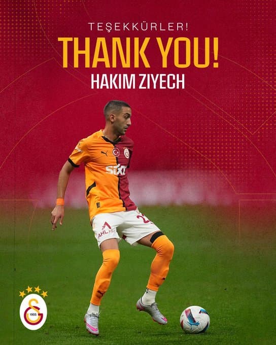 Le club Galatasaray fait officiellement ses adieux à Ziyech