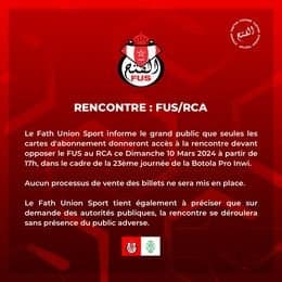 Al-Fateh annonce un match sans spectateurs contre le Raja