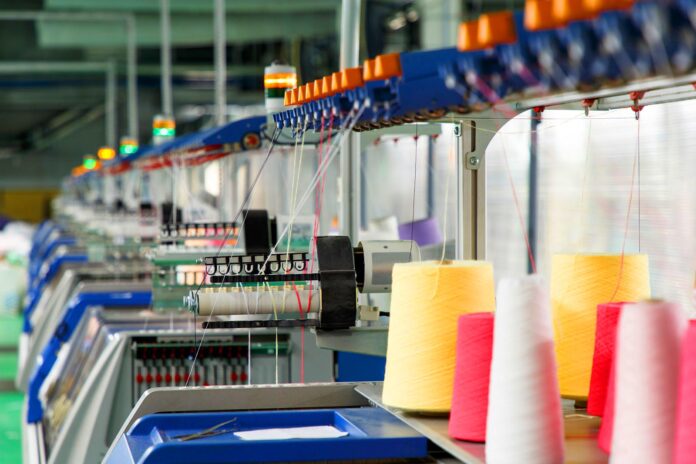 Textile industry with knitting machines